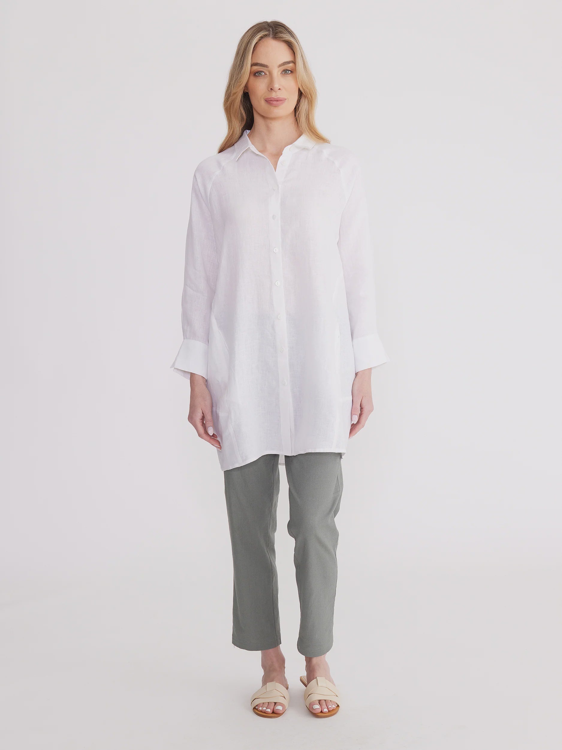 Longline linen shirt hotsell