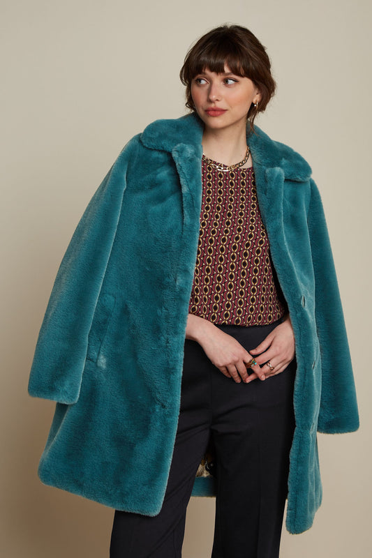 Anais Coat Long Philly Sea Blue