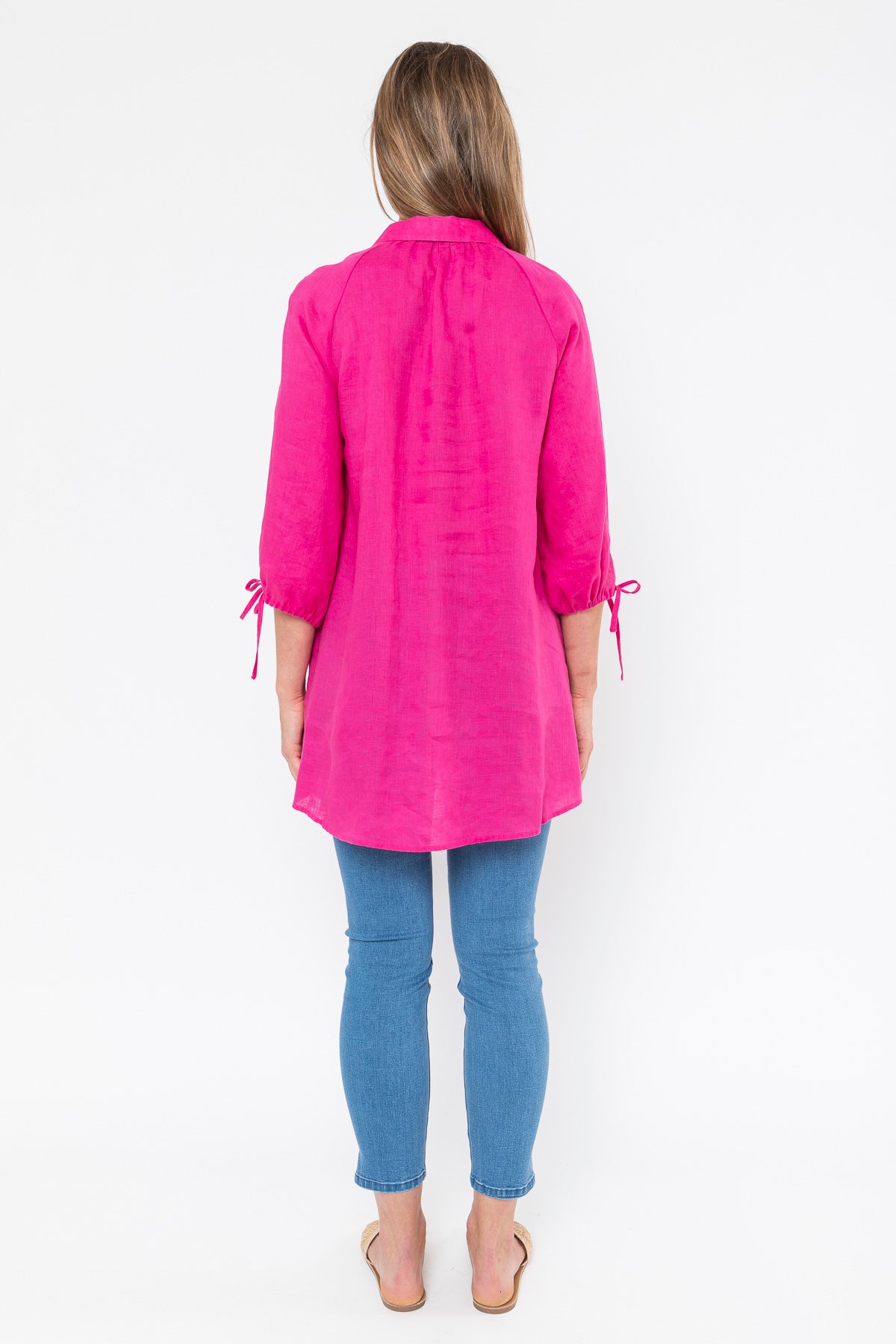 Jump Tie Sleeve Tunic Shirt Magenta Pink