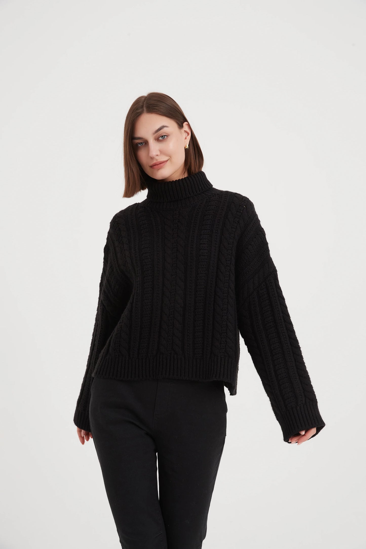 Chunky Cable Oversized Knit Black