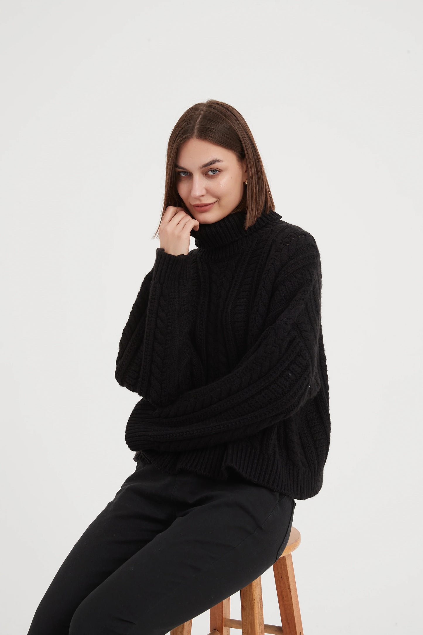 Chunky Cable Oversized Knit Black