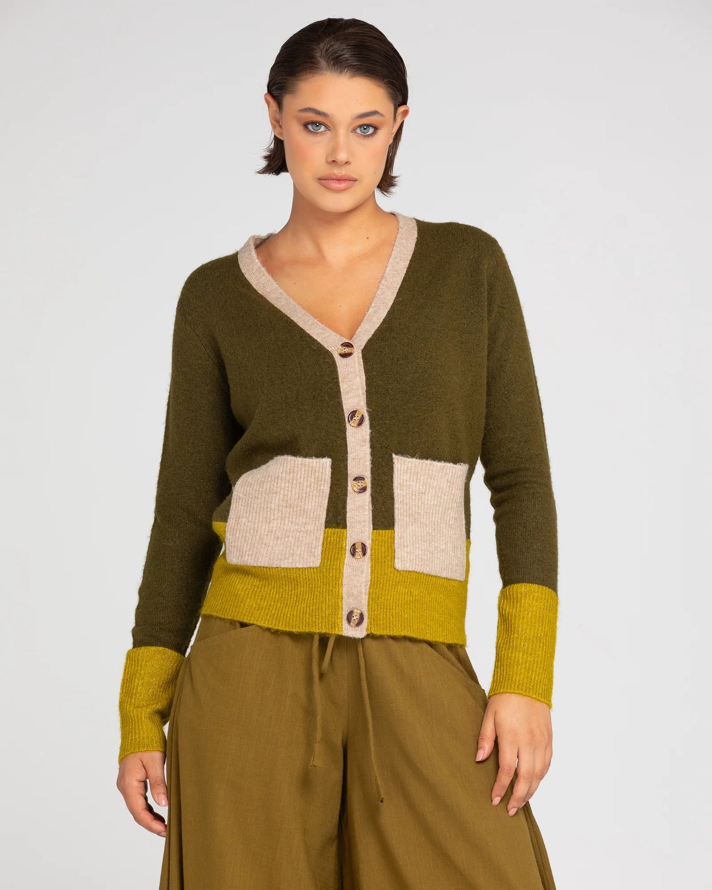 Poet Cardigan - Green/Yellow