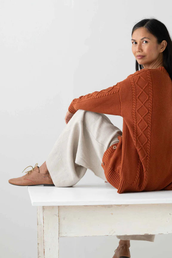 Charlie Cardigan in Rust Organic Cotton