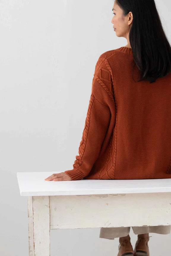 Charlie Cardigan in Rust Organic Cotton