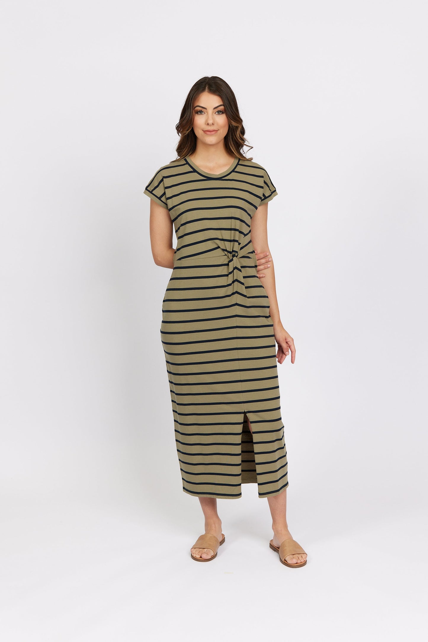 Parker Dress Khaki Stripe