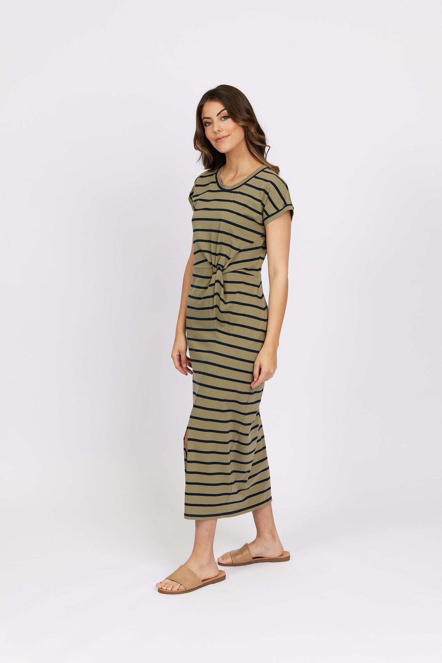 Parker Dress Khaki Stripe