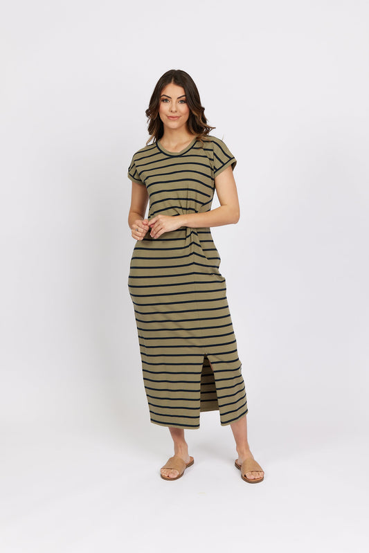 Parker Dress Khaki Stripe