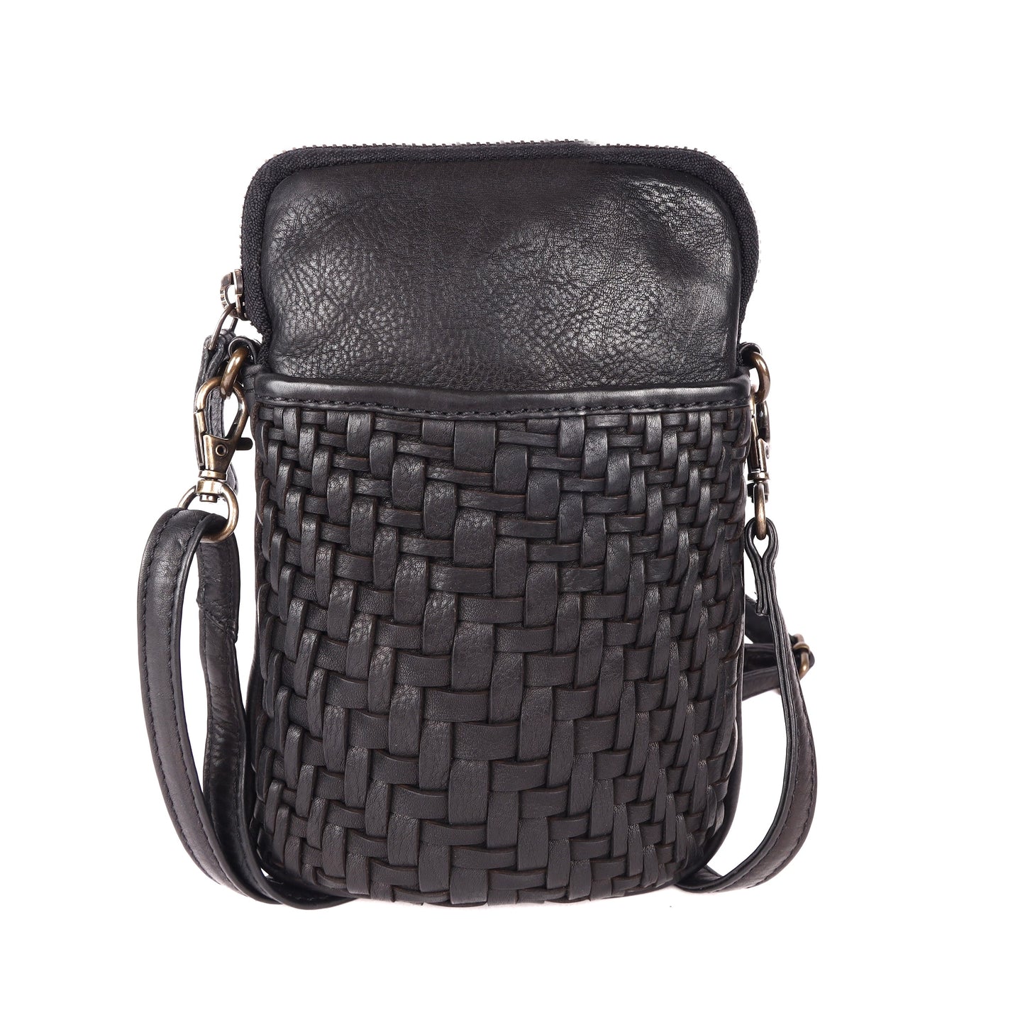 Rosebery Phone Bag with Weave Black