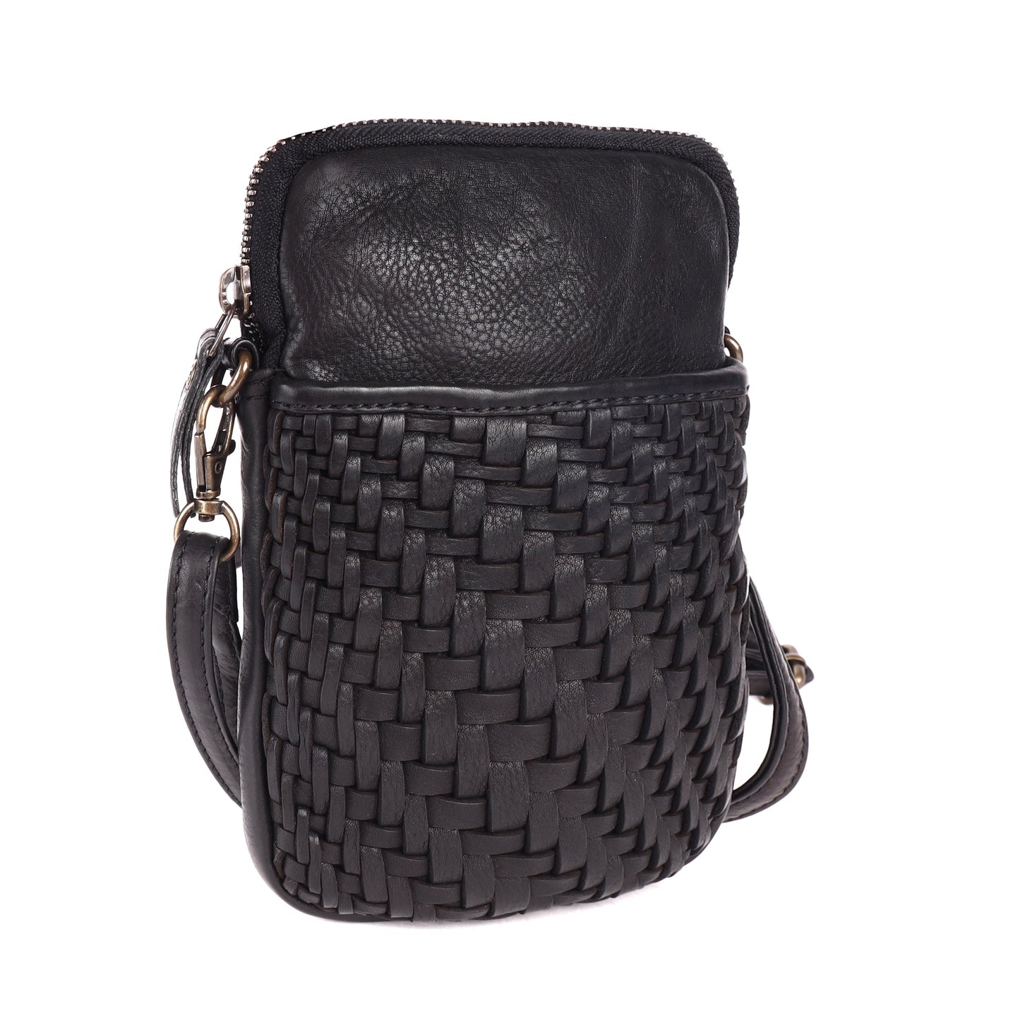 Rosebery Phone Bag with Weave Black