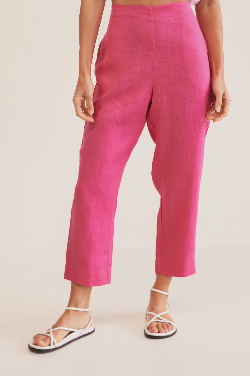 7/8 Flat Front Elastic Back Pant Pink