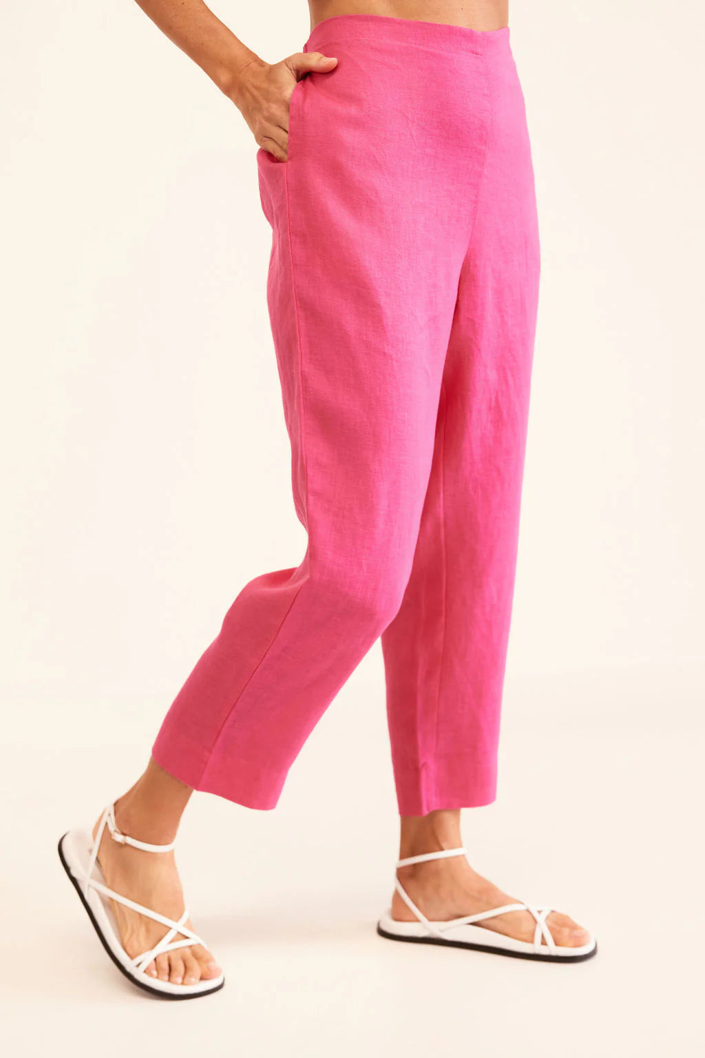 7/8 Flat Front Elastic Back Pant Pink