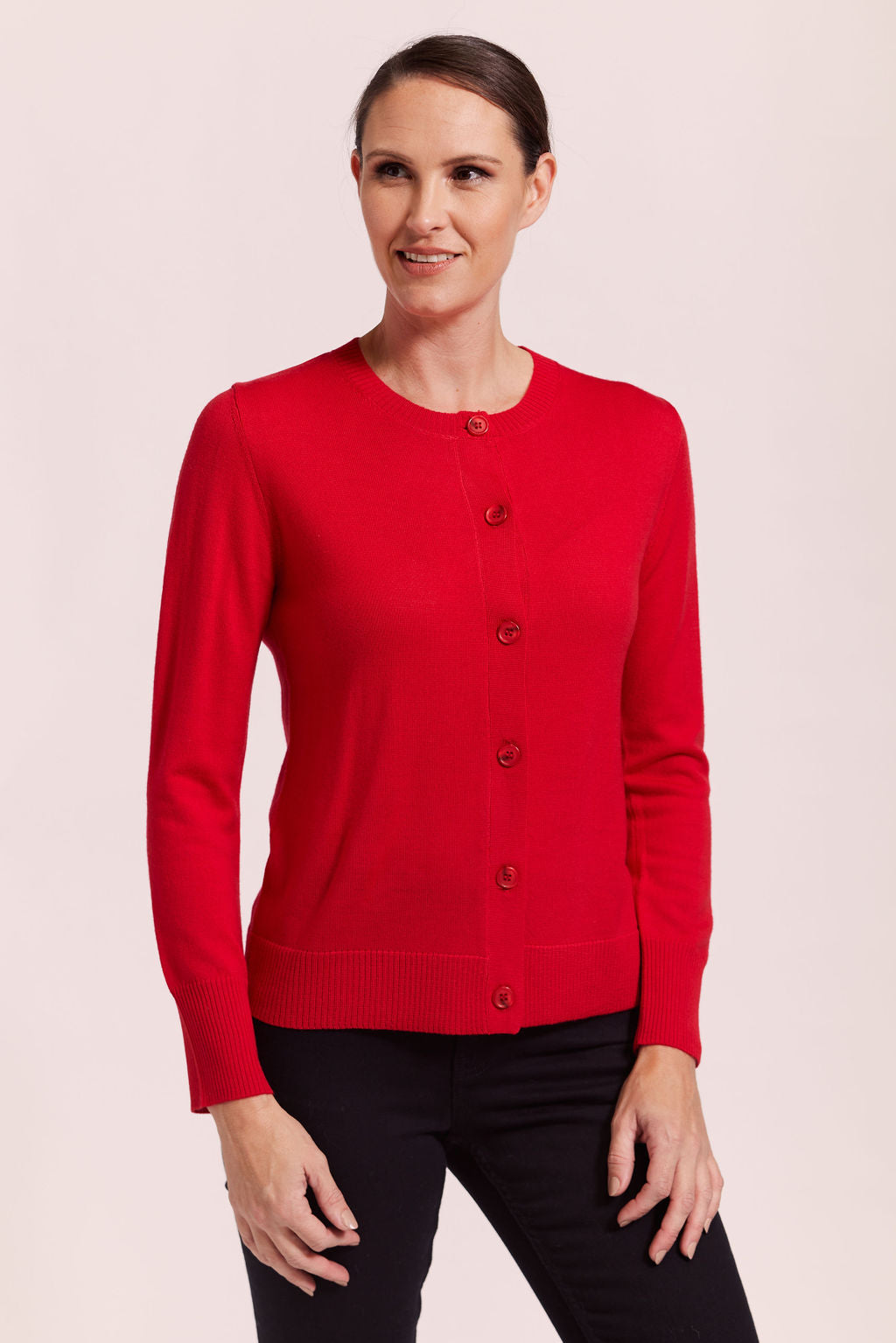 Merino Round Neck Cardigan Red SW993R