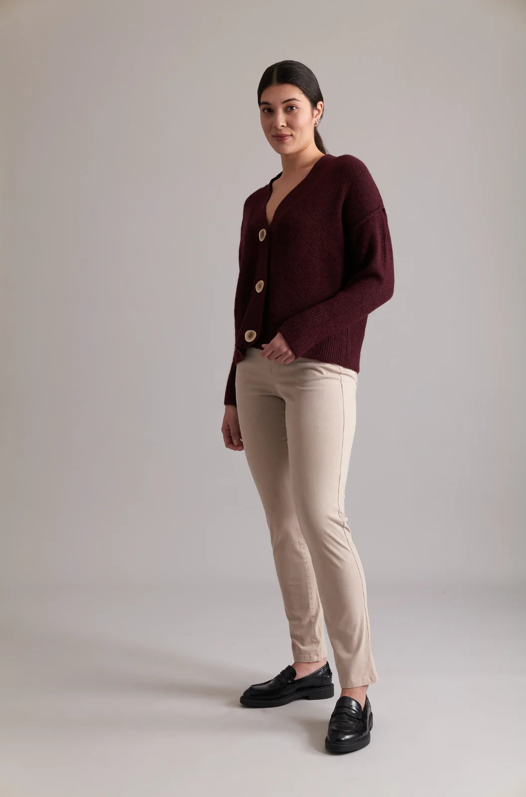 No Slouch Cardigan Pinotage