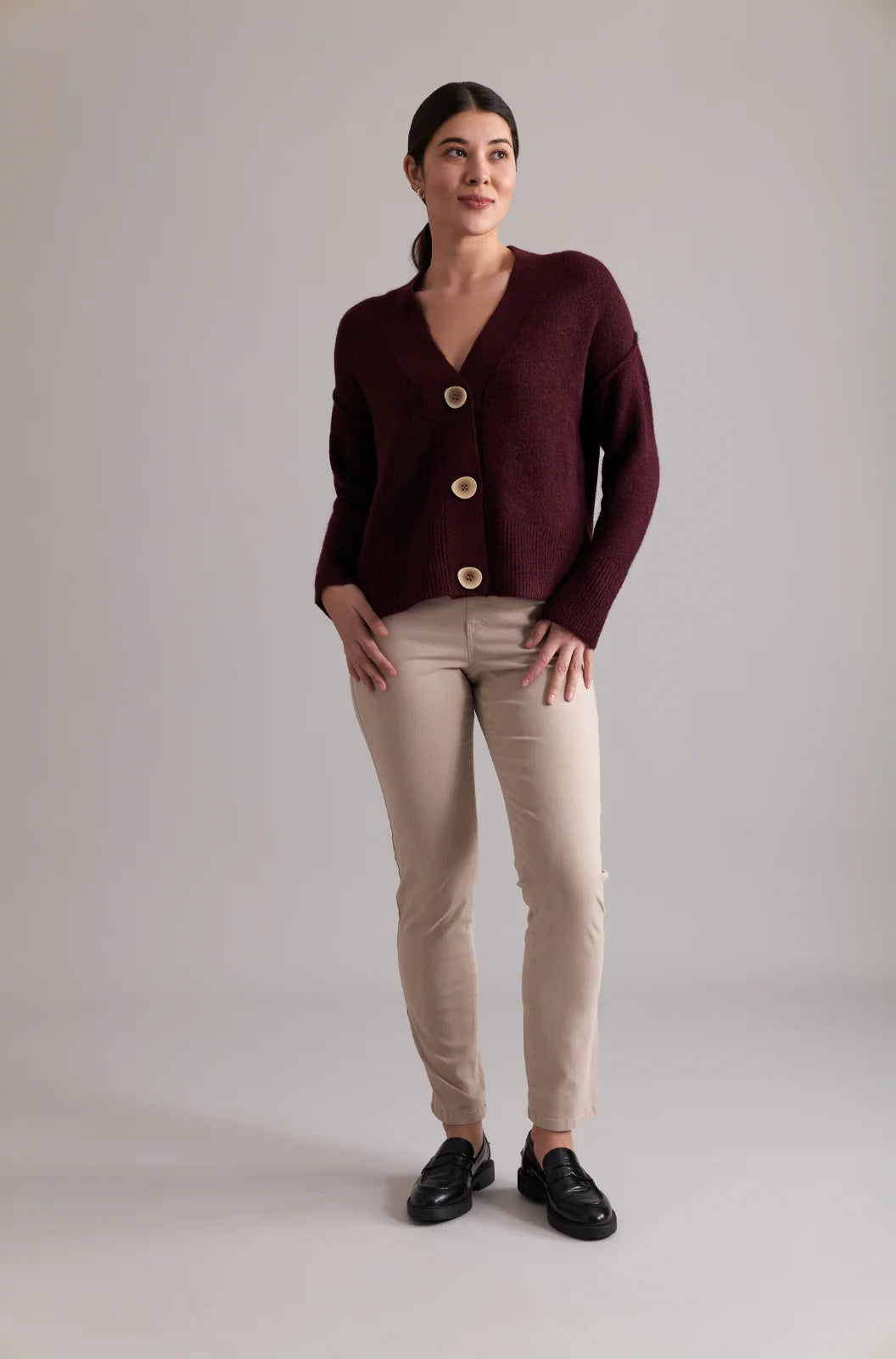 No Slouch Cardigan Pinotage