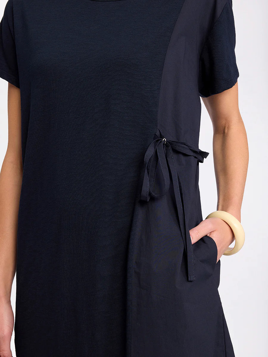 Short Sleeved Spliced Dress Navy