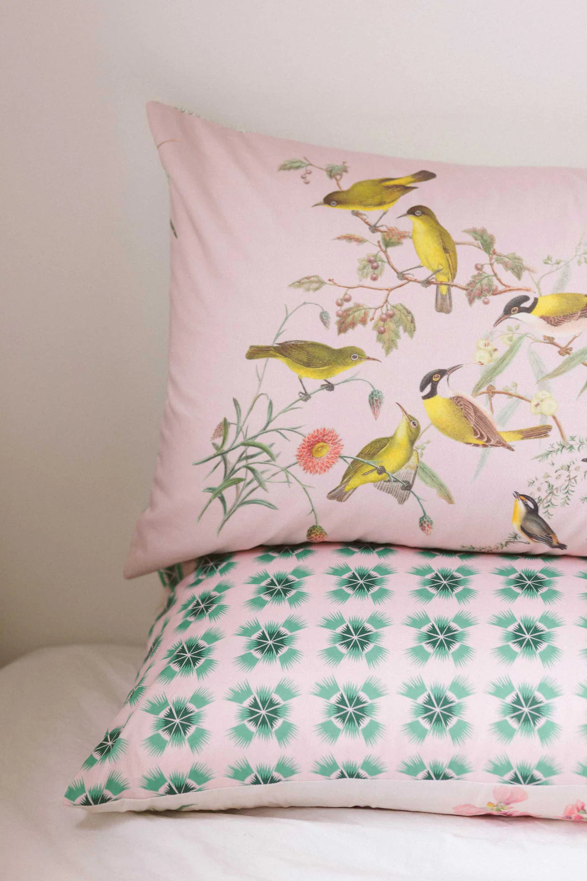 Lazybones Yellow Birds Pillowcase Set *Organic Cotton