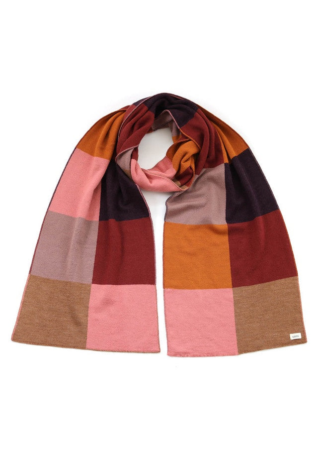 Frankie Patchwork Scarf in Merino Wool Plum