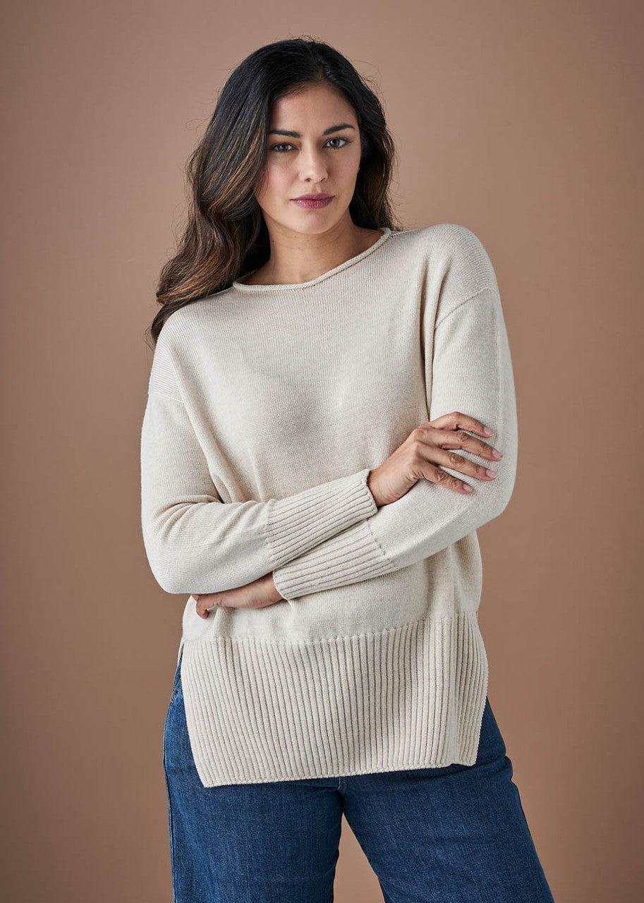 Hansel Crew Neck Jumper in Merino Wool Antique