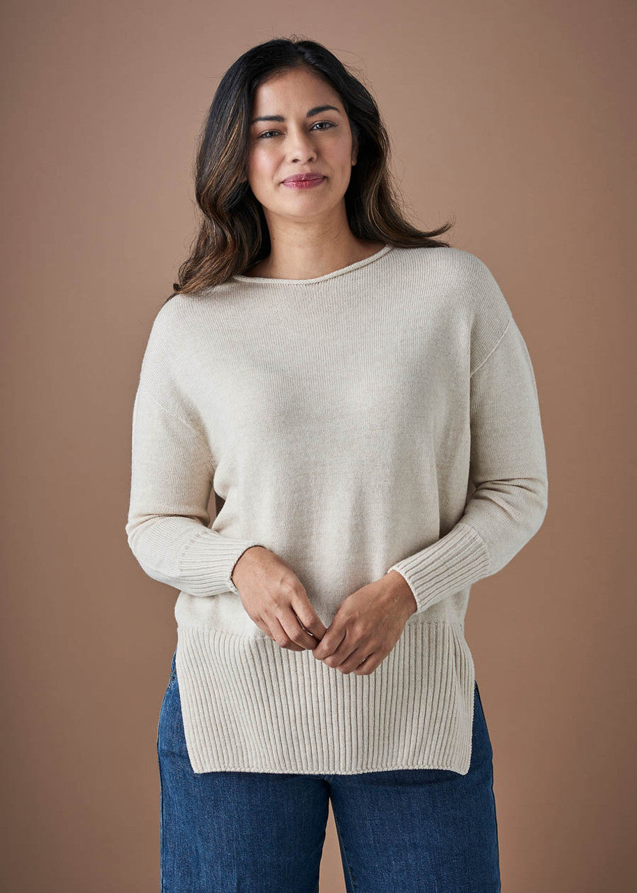 Hansel Crew Neck Jumper in Merino Wool Antique