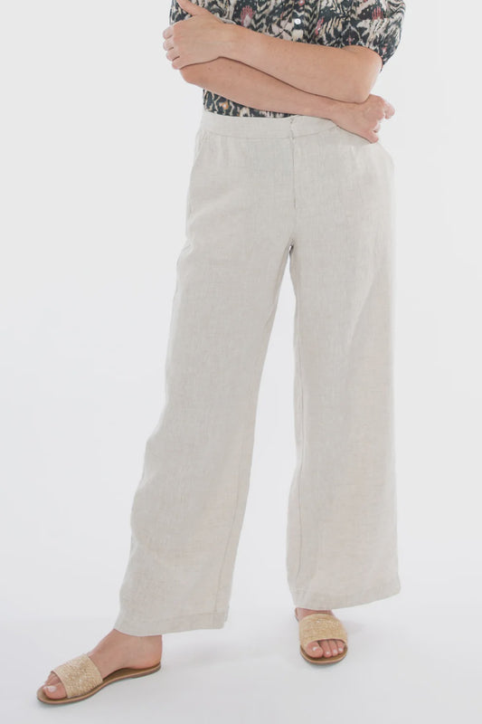 Fly Front Linen Pant Natural Flax