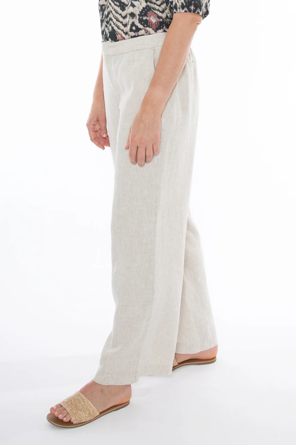 Fly Front Linen Pant Natural Flax