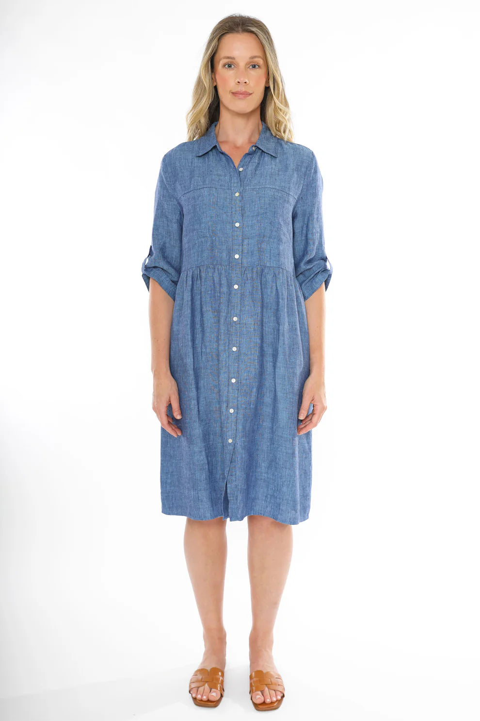 Two Pocket Linen Dress Chambray