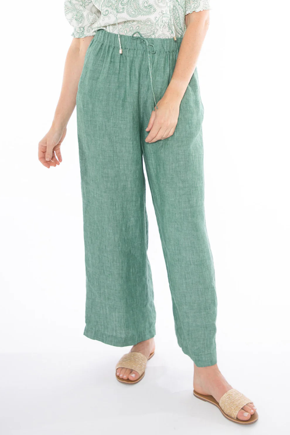 Wide Leg Linen Pant Honeydew