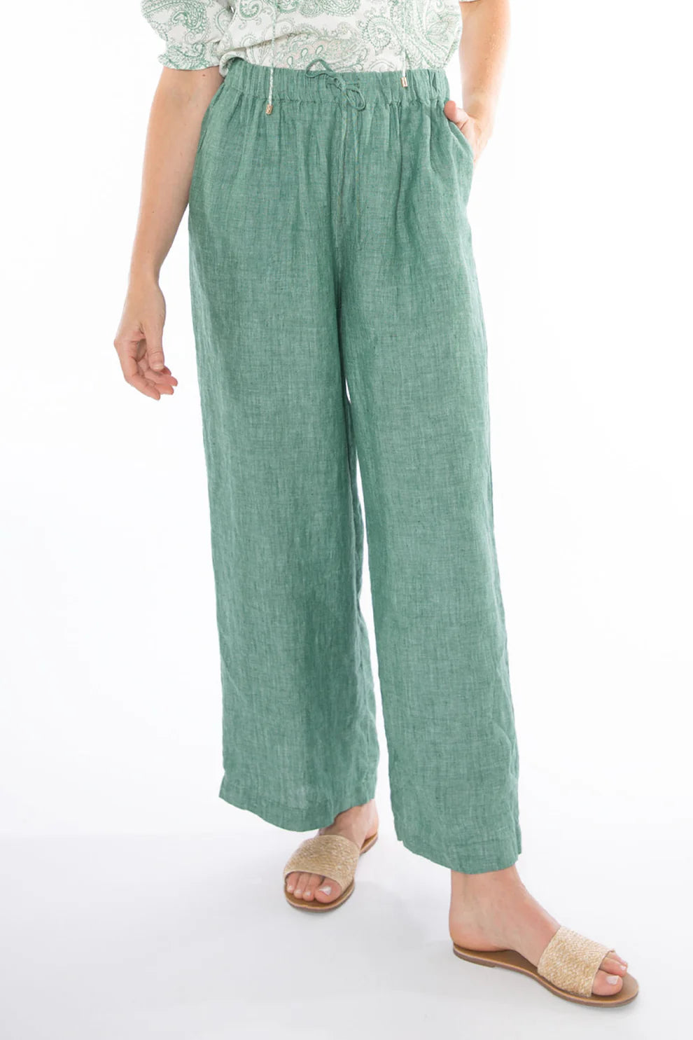 Wide Leg Linen Pant Honeydew