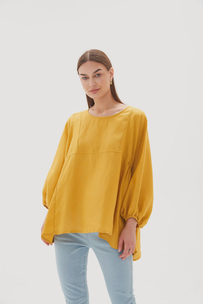 Tirelli Elastic Gather Volume Blouse Tumeric – Ivy & Grace