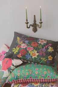 Rainbow Floral Charcoal pillowcase set *organic cotton